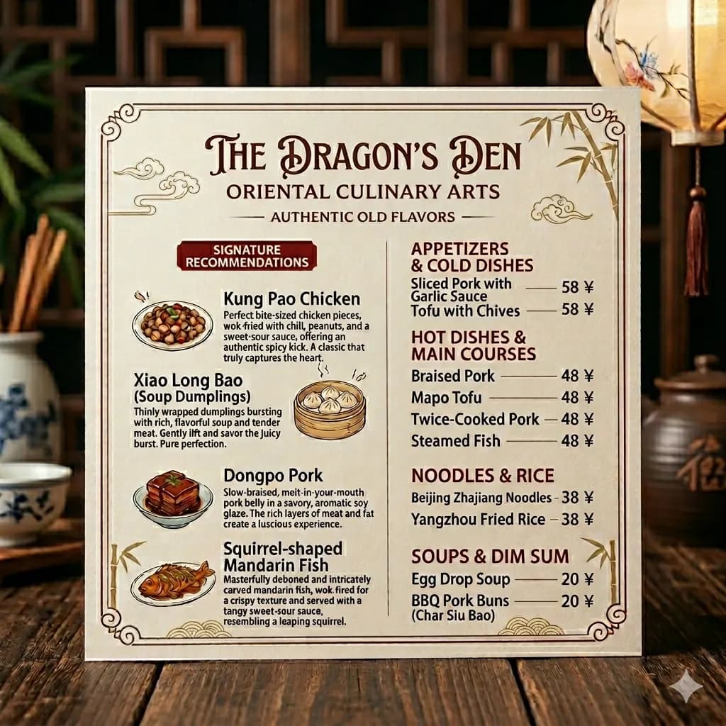 Menu image translated to English with layout preserved